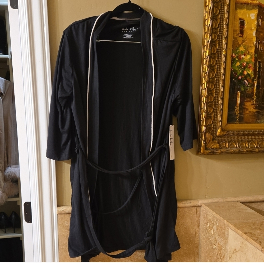 Nicole Miller Black Robe with White Trim